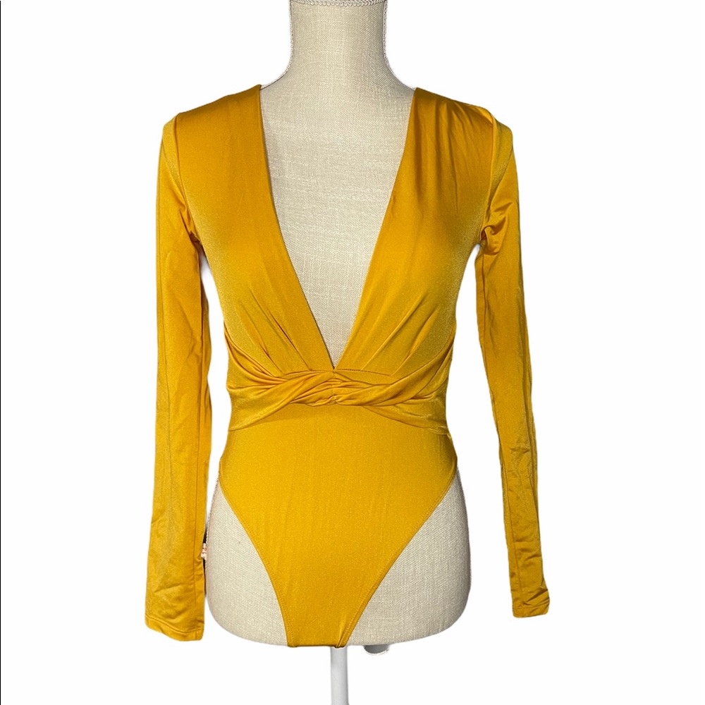 Forever 21 Yellow silk body suit